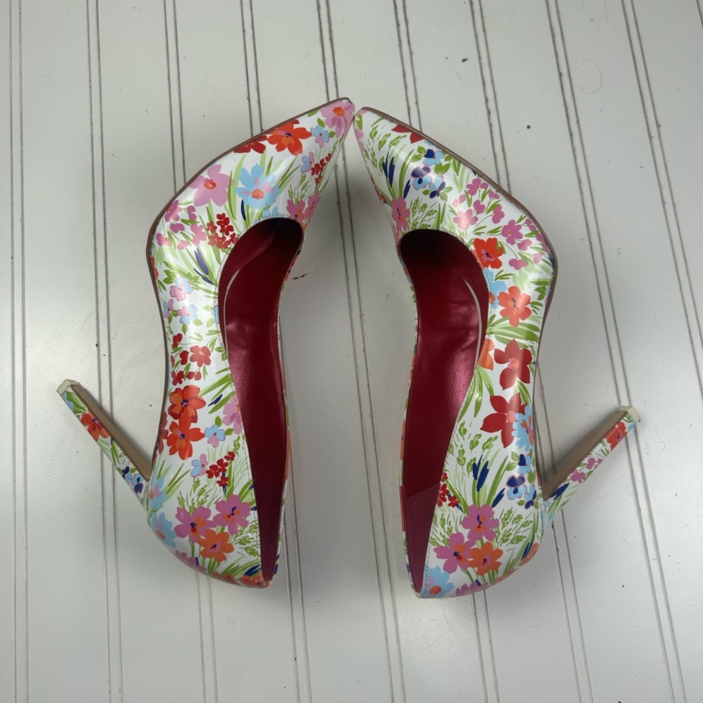 Nine West Tatiana White Multi Color Pointy Toe Stiletto Pumps Women’s Size 9M - Picture 5 of 9